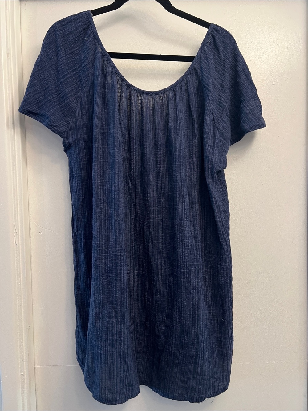 Kona Sol Navy Scoop Neck Short Sleeve Swimsuit Coverup Mini Dress Size Large
